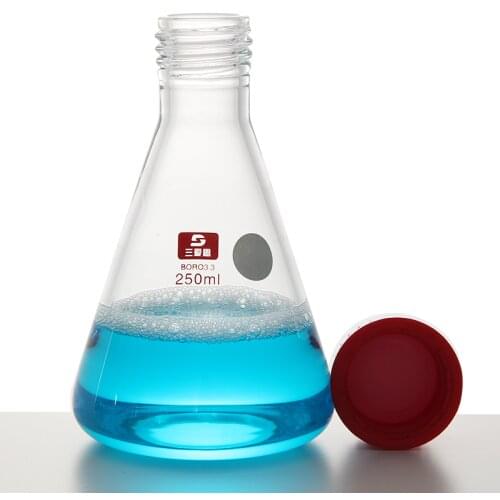 High Quality Laboratory Supplies Sanaisi Externally Threaded Triangular Flask 250 500 1000ml Screw Mouth GL25 GL32 Thick Wall