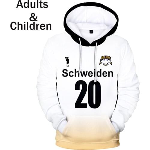 Fashion 3D Anime Haikyuu!! Hoodies Sweatshirt Men Women Autumn Hip Hop 3D Print SCHWEIDEN Kids Hoodie Boys Girls White Pullovers