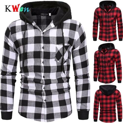 Mens Top Shirt Winter Shirt Male Shirts Autumn Casual Wear Plaid Long Sleeve Shirts High Quality Cotton Jumper Hoodie