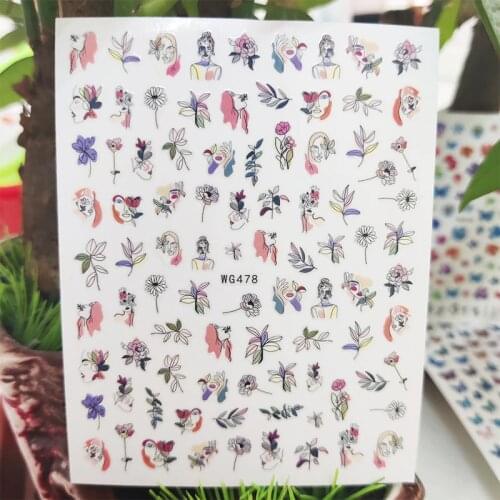 3D Stickers for Nails Flowers Girl Face Leaf Summer Design Nails Art Decoration Manicure Stickers Sliders Nail Foil Accessories