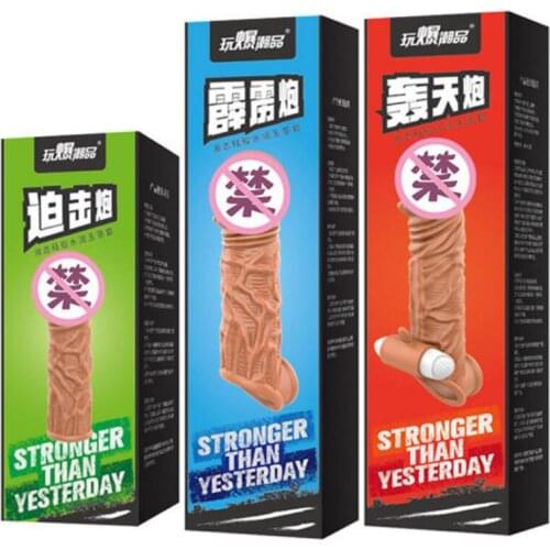 Extensions condom Penis Sleeve Male Enlargement Men Delay Spray clit massager Cock Ring vibrating cover Sex Toys S0526