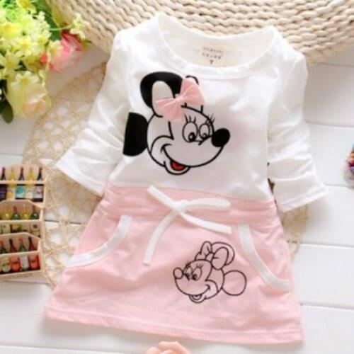 2018 New Fashion Girls' Dress Suit For Babys 100% Pure Cotton Summer Minnie Beauty Princess T-shirt