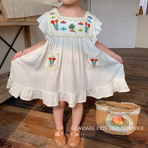 New Kids Clothes Girls Summer Dress 2021 Embroidered Sleeveless Cotton Princess Dress Children Dresses Vestidos 18M-9Y