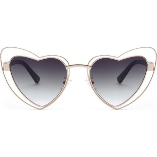 Sunglasses Women Men Love Heart Sun Glasses for Female Male Vintage Retro Metal Frames Brand Designer 2019 Cateye Glasses girl