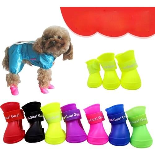 Pet Silicone Rain Boots Dog Non-slip Candy-colored Shoes Wear-resistant and Waterproof Pet Shoes Dog Booties Pet Shoes Products