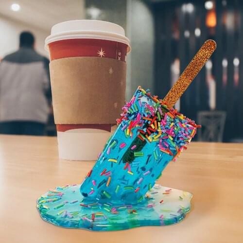 Melting Popsicle Sculpture Decoration Miniature Resin Crafts Desktop Statues Popsicles Ice Cream Accessories Garden Decor