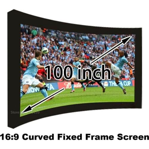 Amazing Picture 100 Inch Vide View 16:9 Curved Fixed Frame Projector Screen Matt White Projection Screens With 80mm Black Border