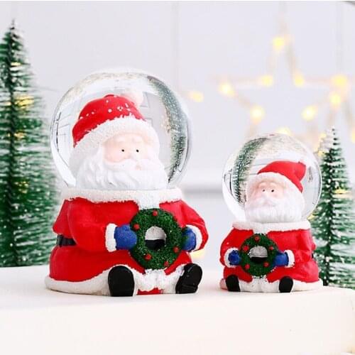 Christmas Santa Claus Snowman Shape Snow Globe LED Lighted Luminous Glowing Round Ball Xmas Desktop Decoration Ornament