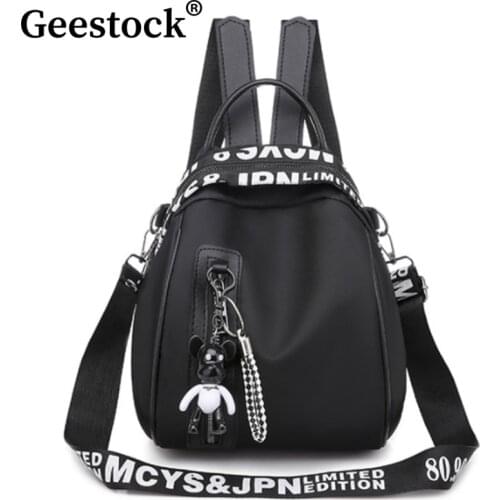 Geestock Letter Shoulder Strap Women Backpack 2021 Fashion Small Pendant Teenage Girl School Bag Waterproof Multifunctional Ru
