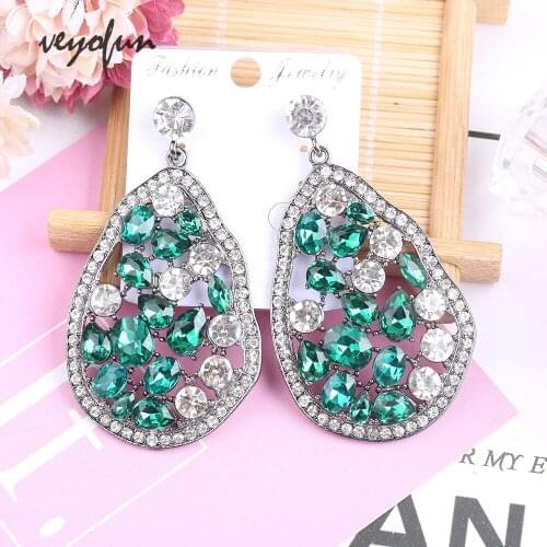 VEYOFUN Fashion Hyperbole Crystal Drop Earrings Luxury Rhinestone Dangle Earrings Jewelry for Women Brinco