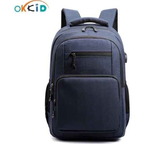 OKKID school bags for teenage boys high school backpack usb port book bag men waterproof travel backpack schoolbag male backbag