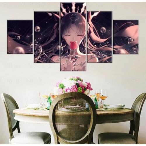 Modern Wall Art Printed 5 Pieces Home Decorative Girls Room Anime Fate Grand Order Ishtar Canvas Painting Modern Artwork Poster