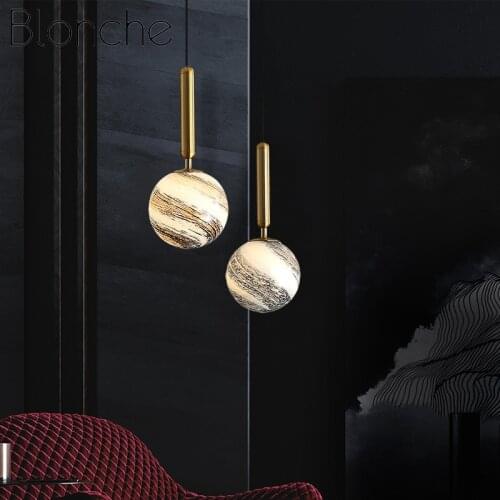 Modern Pendant Light Led Glass Nordic Hanging Lamp Lighting Fixture Living Bedroom Bedside Creative Planet Luminaire Suspension