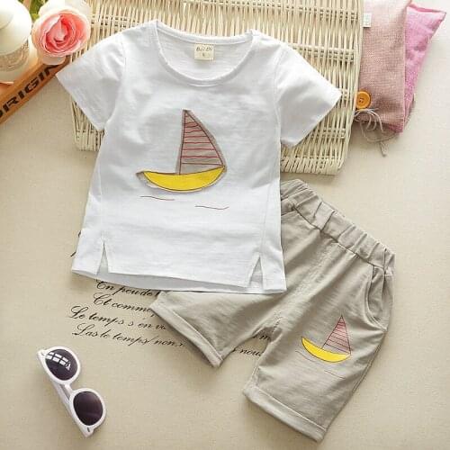 Sport Suits Childrens Summer Boys Girl Clothing Sets Cartoon Pattern Short Sleeve T Shirt Top + Short Pants Child Clothes 3-10Y