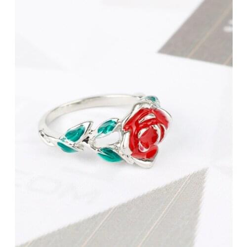 Movie Beauty And Beast Ring For Women Rose Flower alloy Wedding Finger Ring Romantic Gift -25