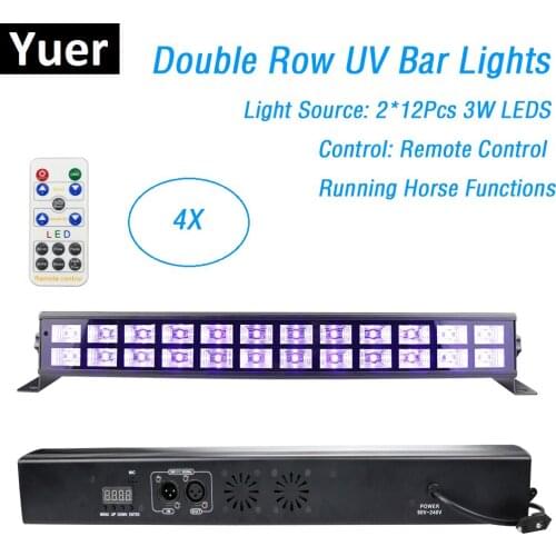 24 LEDS UV Color LED Stage Wash Effect Lights 90-240V Perfect For DJ Disco Lamp Home Party Laser Decorations UV Led Bar Lights