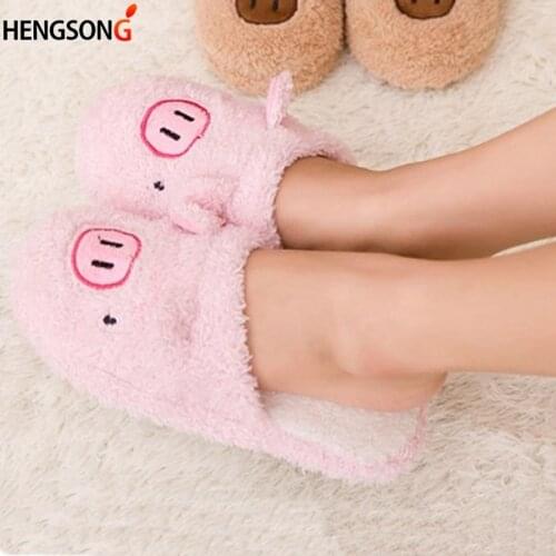 New Winter Womens Slipper Home Shoes For Women Chinelos Pantufas Adulto Fashion Lovely Bear Pig Indoor House Slippers With Fur