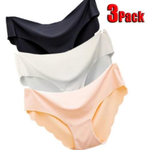 Women Seamless Panties Ice Silk Underwear Ruffle Panties Underpants Sexy Lingerie Seamless Smooth Briefs