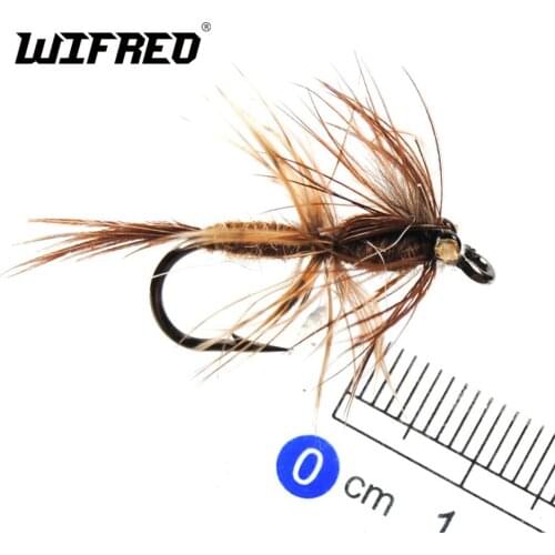 Wifreo 10PCS 6# Shrimp Fly Fishing Flies Brown Hackle Black Eye Beads Trout Fly Fishing Lures