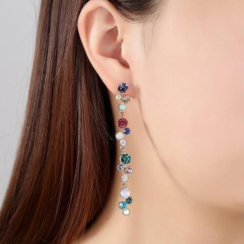 Beiver Girls Dangle Earrings Alloy Metal Best Lady Earrings Vintage Bohemia Round Crystal Bijoux Femme Free Shipping