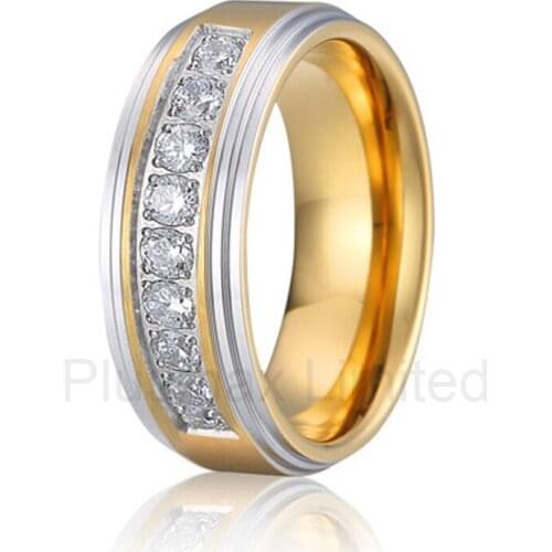 High quality anel feminino ouro Global wholesaler offer gold color titanium engagement wedding band rings for women