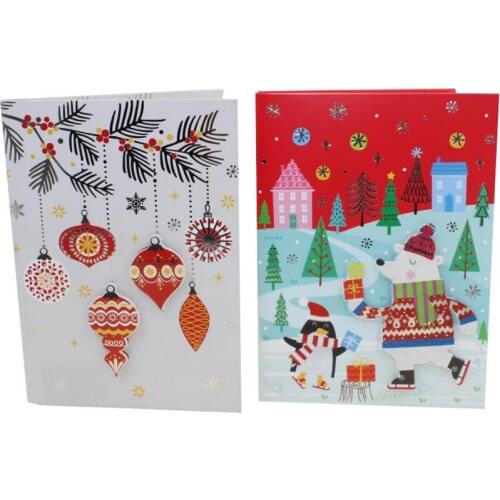 10pcs/lot New Stereo Cartoon Santa Claus Christmas Music Creative Greeting Card Student Blessing Card Light Greeting Card