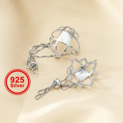 13-15MM Beads Basket Settings Solid 925 Sterling Silver Pendant Charm Supplies 1840352