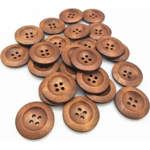 25 pcs 25mm 4 holes natural wood pattern sewing wood buttons natural wood DIY Clothing Sewing Decorative 7NK245-1