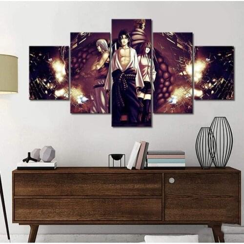 5 Piece Wall Art Canvas Anime Manga Prints Ninja Figure Sasuke Posters And Pictures Modern Home Bedroom Decoration Paintings