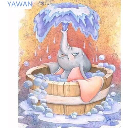 Full diamond 5D DIY diamond painting cartoon "Bath Dumbo" 100% covered diamond embroidery cross stitch home decoration gift