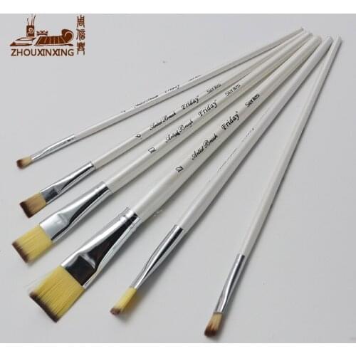 6 pcs/Set Painting Brush Oil Paint two color Nylon Water Color Painting Brush Acrylics Art for Supplies Drawing Painting Tools