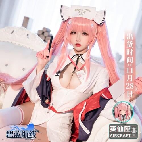 Anime Azur Lane Perseus Pink Nurse Uniform Dress Sexy Outfit+cloak Dress Cosplay Costume Halloween Women Free Shipping New 2020