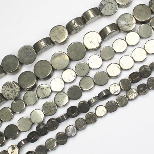 Free shipping ,Natural Pyrite,6-10mm Coin shape beads 15inch , For DIY Necklace Bracelat Jewelry Making