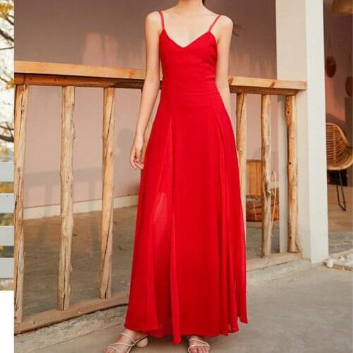 2021 Dresses Women Summer Sexy V-neck Backless Slip Long Dresses Female Elegant Holiday Strap Bohemian Party Dress Vestido