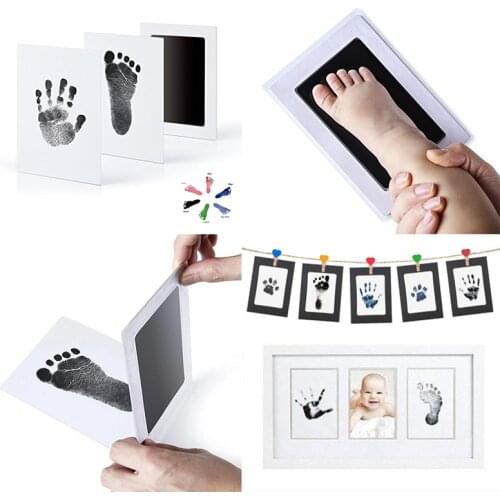 Baby safe non toxic footprints handprint no touch skin inkless ink pads kits for 0-6 months newborn pet dog paw prints souvenir