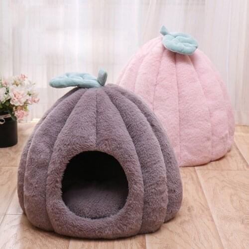 Pet Dog House Cat Tent Kennel Warm Pumpkin Pet Cave House Soft Velvet Sleeping Mat Kitten Puppy Cozy Bed For Small Medium Dogs