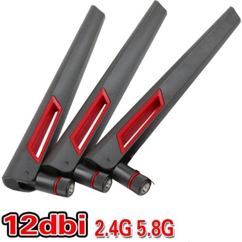 2pcs/lot Strong signal 12dbi Dual band WIFI Antenna 2.4G 5G 5.8Gh RP SMA female Universal Amplifier WLAN Router Antenne Booster