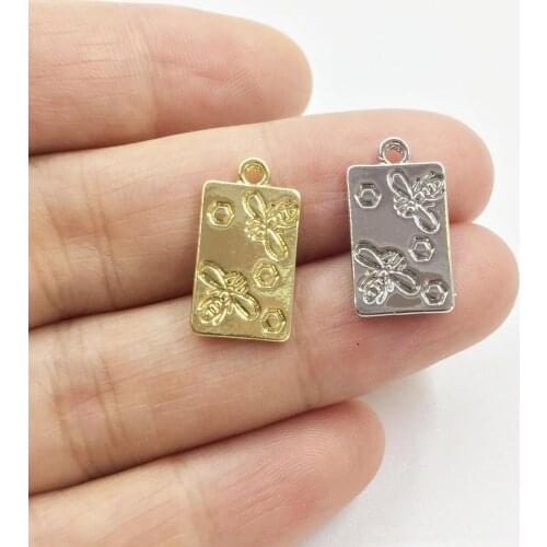 Eruifa 20pcs10*15mm New arrival Bee Zinc Alloy Rectangle Coin necklace,earring bracelet jewelry DIY handmade 2 colors