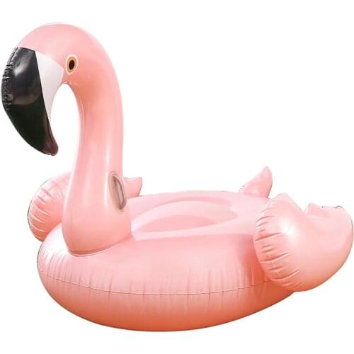 Rose Gold Flamingo Giant Swimming Ring for Adult Inflatable Circle Floating Bed Air Mattress for Swimming Pool Beach Party Toys