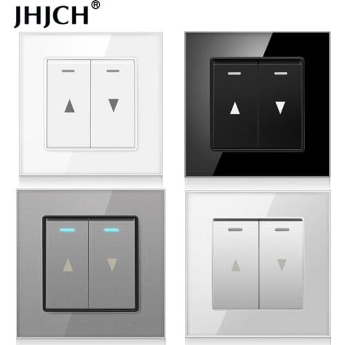 JHJCH-electric curtain switch, lifting equipment, crystal clear glass panel black/white/gold/gray/silver reset switch