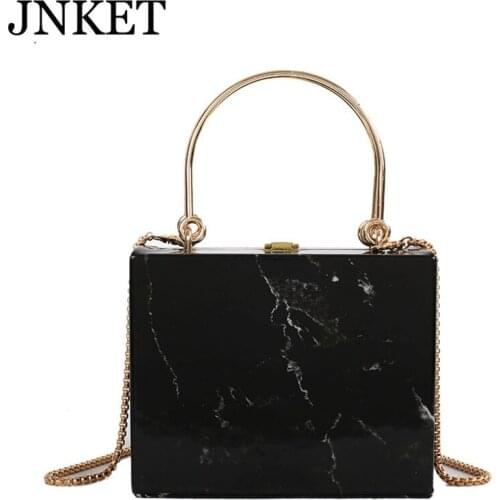 JNKET New Marble Grain Womens Bag Single Shoulder Bag Fashion Chain Crossbody Bag Metal Portable Handbag