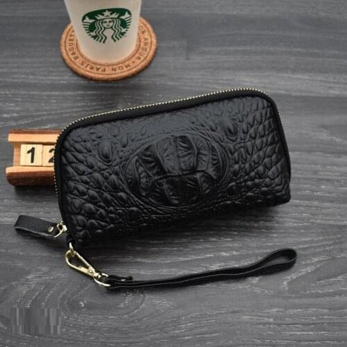 100% Cow Leather Women Clutch Genuine Leather Wallet Female Long Wallet Women Zipper Purse Strap Money Bag Purse For Ladies