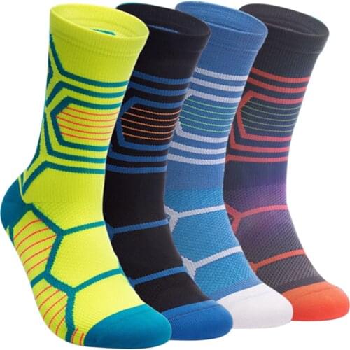 4-Color Outdoor Cycling Compression Socks Unisex Sports Socks Breathable Nylon Variegated Basketball Fitness Elastic Stockings