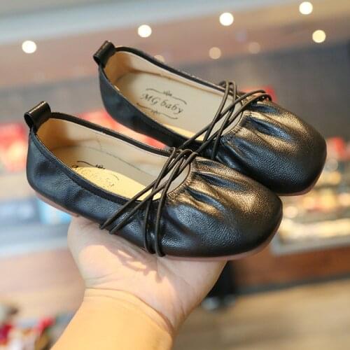 Girls Leather Shoes Fashion Solid Color Lace 2021 Spring Baby Girl Shoes Flat Toddler Shoes Girl Kids Sneakers SZ320