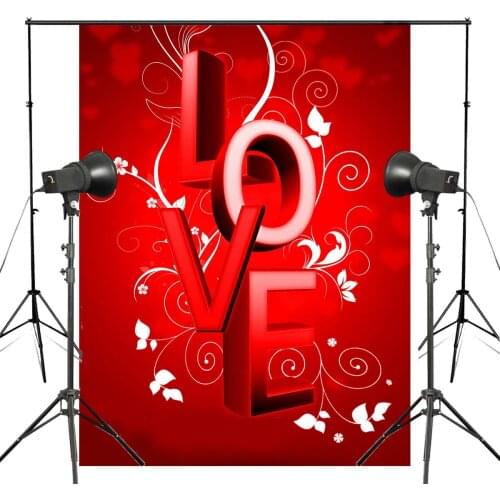 Word LOVE Background Red Photography Background Studio Props Wall Bedroom Photo Backdrop 5x7ft
