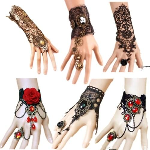 Lace Fairy Tail Superhero Steampunk Vintage Gothic Gloves Handwear Lolita Halloween Anime Accessories Costume Bracelet
