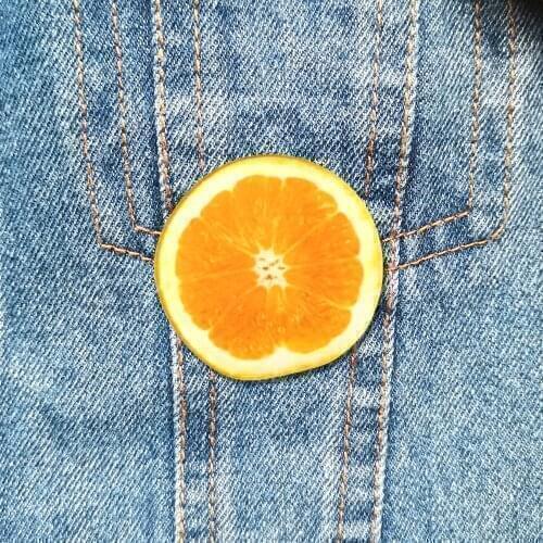 Fashion Shirt Brooch For Women Cute Kpop Style Pins Acrylic Lemon Slices Badges Jewelry Wholesale Clothes Accessories