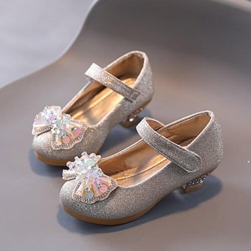 Fashion Children Infant Kids Baby Girls Pearl Crystal Glitter Bling Bowknot DanceSingle Princess Party Leather Shoes Sandals#g4