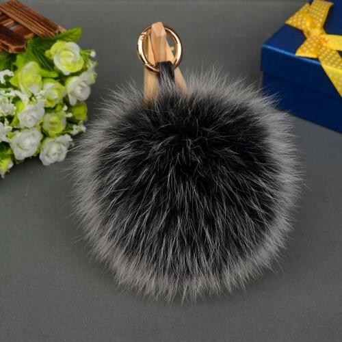 Ms.MinShu Fox Fur Pompoms on Hat Natural Fur Ball Genuine Fox Fur Charm Keychains Bobbles for Hat Custom Made Drop Shipping