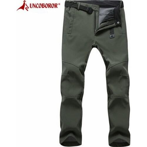 Mens Casual Stretch SoftShell Waterproof Pants Winter Thick Warm Camouflage Trousers Fleece Work Army Military Cargo Pants 5XL
